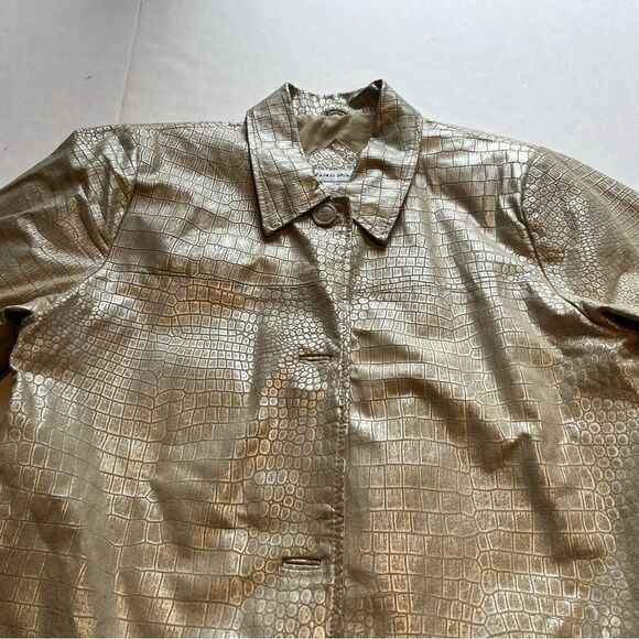 Irvine Park Women's Leather Coat Textured Cream Color Size Large - Picture 5 of 10